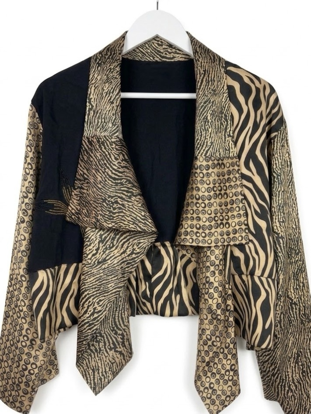 NWOT Vtg Sterling Styles Animal Print Kimono Wrap Cardigan Blouse, One Sz